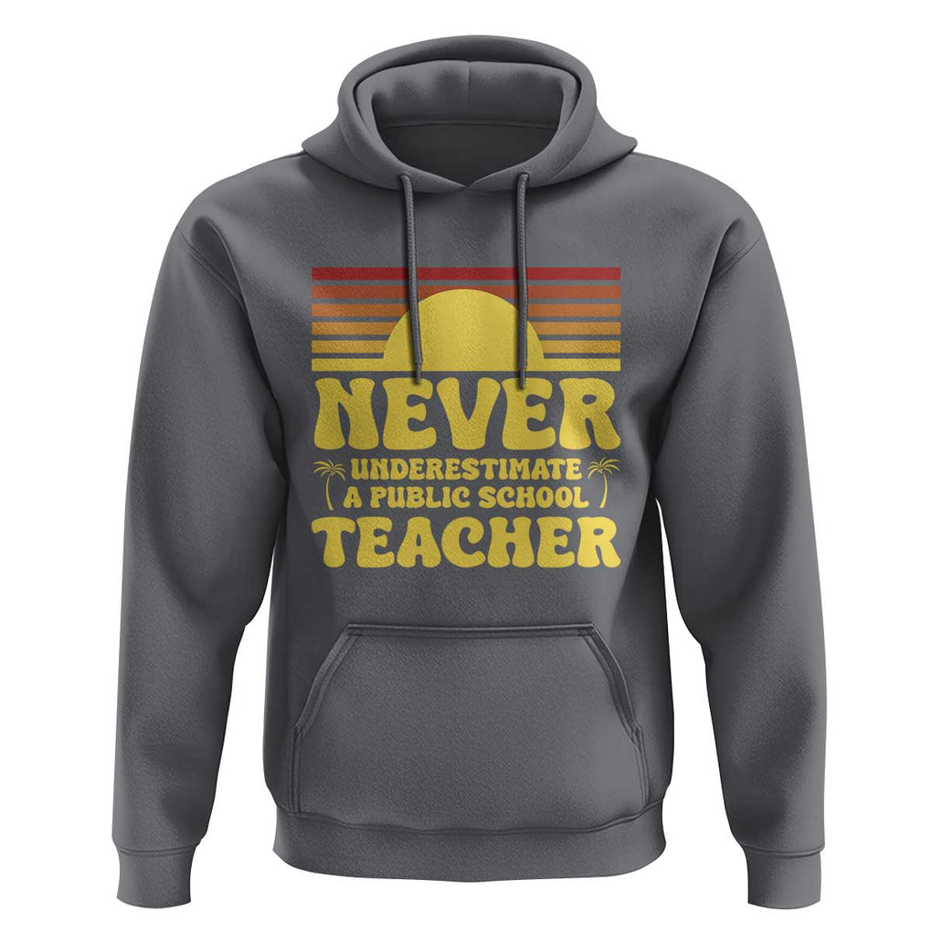 Harris Walz Hoodie Never Underestimate A Public School Teacher Sunshine Coconut Tree TS11 Charcoal Print Your Wear