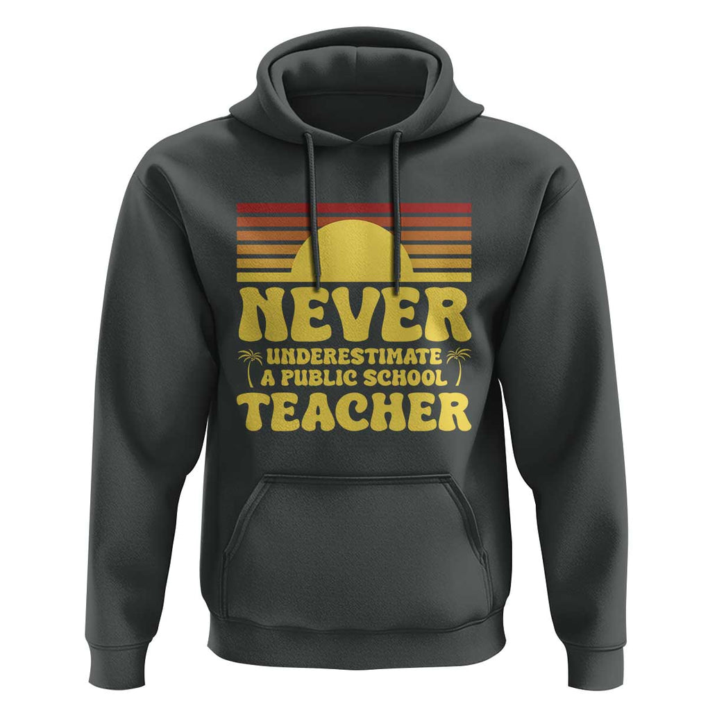 Harris Walz Hoodie Never Underestimate A Public School Teacher Sunshine Coconut Tree TS11 Dark Heather Print Your Wear