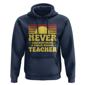 Harris Walz Hoodie Never Underestimate A Public School Teacher Sunshine Coconut Tree TS11 Navy Print Your Wear
