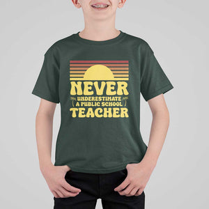 Harris Walz T Shirt For Kid Never Underestimate A Public School Teacher Sunshine Coconut Tree TS11 Dark Forest Green Print Your Wear