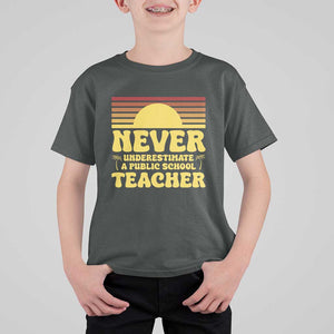 Harris Walz T Shirt For Kid Never Underestimate A Public School Teacher Sunshine Coconut Tree TS11 Dark Heather Print Your Wear