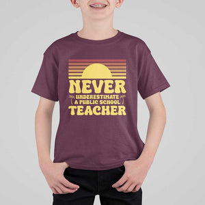 Harris Walz T Shirt For Kid Never Underestimate A Public School Teacher Sunshine Coconut Tree TS11 Maroon Print Your Wear
