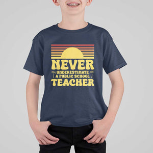 Harris Walz T Shirt For Kid Never Underestimate A Public School Teacher Sunshine Coconut Tree TS11 Navy Print Your Wear