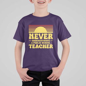 Harris Walz T Shirt For Kid Never Underestimate A Public School Teacher Sunshine Coconut Tree TS11 Purple Print Your Wear