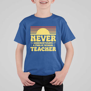 Harris Walz T Shirt For Kid Never Underestimate A Public School Teacher Sunshine Coconut Tree TS11 Royal Blue Print Your Wear