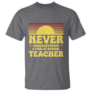 Harris Walz T Shirt Never Underestimate A Public School Teacher Sunshine Coconut Tree TS11 Charcoal Print Your Wear