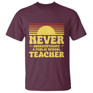 Harris Walz T Shirt Never Underestimate A Public School Teacher Sunshine Coconut Tree TS11 Maroon Print Your Wear