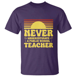 Harris Walz T Shirt Never Underestimate A Public School Teacher Sunshine Coconut Tree TS11 Purple Print Your Wear