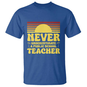 Harris Walz T Shirt Never Underestimate A Public School Teacher Sunshine Coconut Tree TS11 Royal Blue Print Your Wear