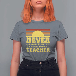 Harris Walz T Shirt For Women Never Underestimate A Public School Teacher Sunshine Coconut Tree TS11 Charcoal Print Your Wear