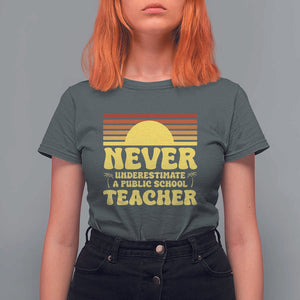 Harris Walz T Shirt For Women Never Underestimate A Public School Teacher Sunshine Coconut Tree TS11 Dark Heather Print Your Wear