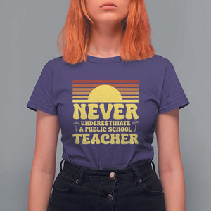 Harris Walz T Shirt For Women Never Underestimate A Public School Teacher Sunshine Coconut Tree TS11 Purple Print Your Wear