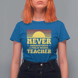 Harris Walz T Shirt For Women Never Underestimate A Public School Teacher Sunshine Coconut Tree TS11 Royal Blue Print Your Wear