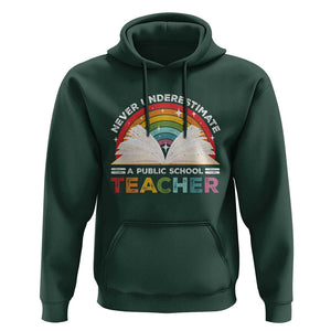 Tim Walz Hoodie Never Underestimate A Public School Teacher Rainbow Book TS11 Dark Forest Green Print Your Wear