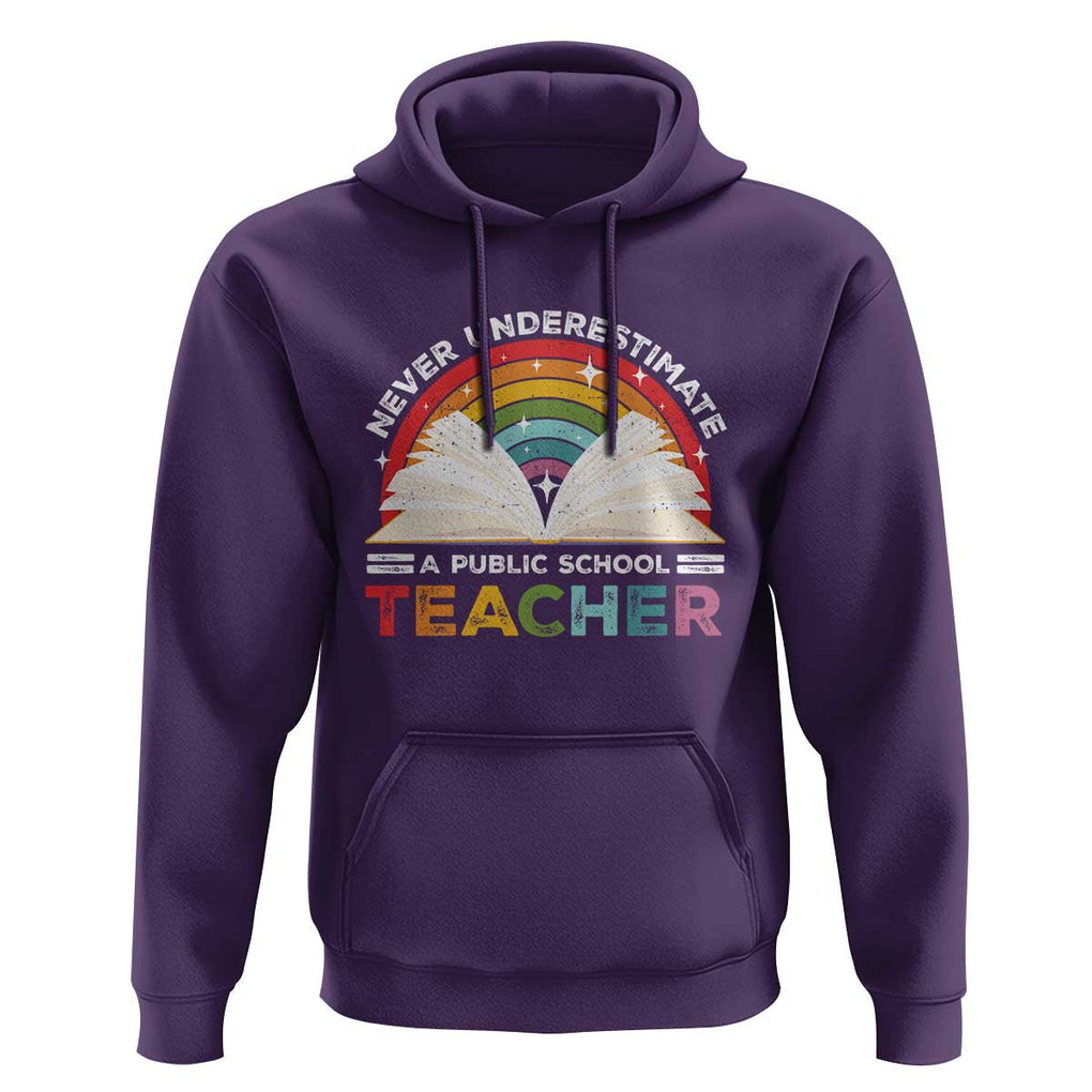 Tim Walz Hoodie Never Underestimate A Public School Teacher Rainbow Book TS11 Purple Print Your Wear