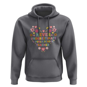 Harris Walz Supporter Hoodie Never Underestimate A Public School Teacher Flower Heart TS11 Charcoal Print Your Wear