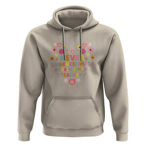 Harris Walz Supporter Hoodie Never Underestimate A Public School Teacher Flower Heart TS11 Sand Print Your Wear