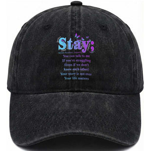 Suicide Prevention Awareness Washed Cotton Baseball Cap Stay You Can Talk To Me Your Story Is Not Over Your Life Matters Semicolon