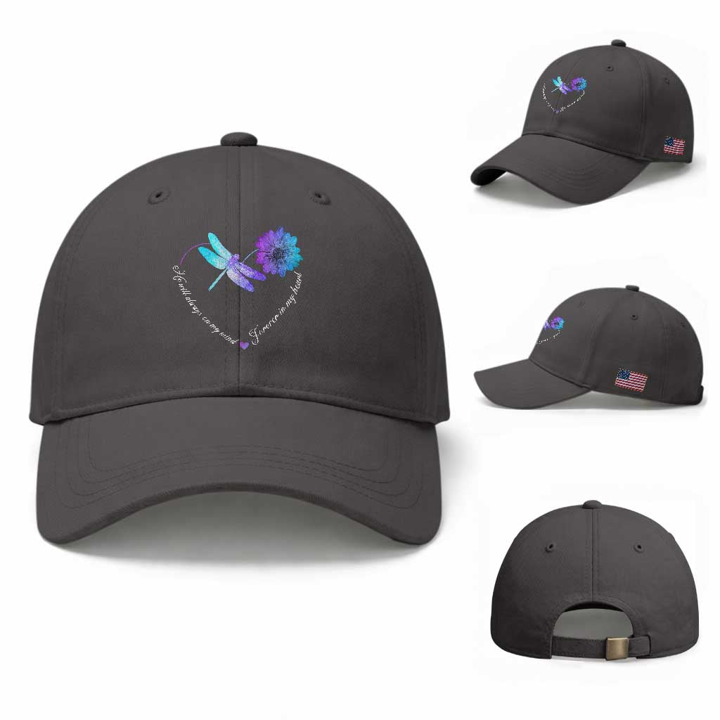 Suicide Prevention Awareness Baseball Cap He Will Always On My Mind Forever In My Heart Dragonfly Flower