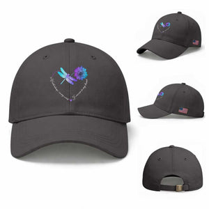 Suicide Prevention Awareness Baseball Cap He Will Always On My Mind Forever In My Heart Dragonfly Flower