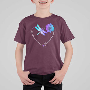 Suicide Prevention Awareness T Shirt For Kid He Will Always On My Mind Forever In My Heart Dragonfly Flower TS11 Maroon Print Your Wear