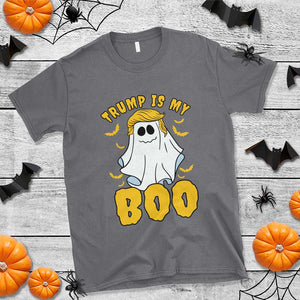 Funny Trump Supporter 2024 T Shirt Trump Is My Boo Halloween Ghost Bat Blond Hair TS11 Charcoal Print Your Wear