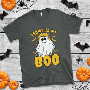 Funny Trump Supporter 2024 T Shirt Trump Is My Boo Halloween Ghost Bat Blond Hair TS11 Dark Heather Print Your Wear