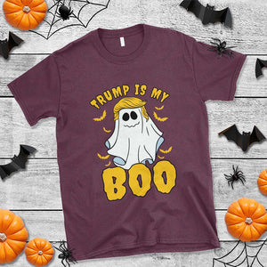 Funny Trump Supporter 2024 T Shirt Trump Is My Boo Halloween Ghost Bat Blond Hair TS11 Maroon Print Your Wear