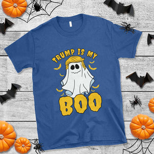 Funny Trump Supporter 2024 T Shirt Trump Is My Boo Halloween Ghost Bat Blond Hair TS11 Royal Blue Print Your Wear