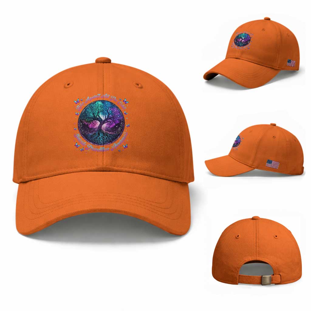 Suicide Prevention Awareness Baseball Cap Rise Against All The Odds Teal And Purple Tree Butterfly