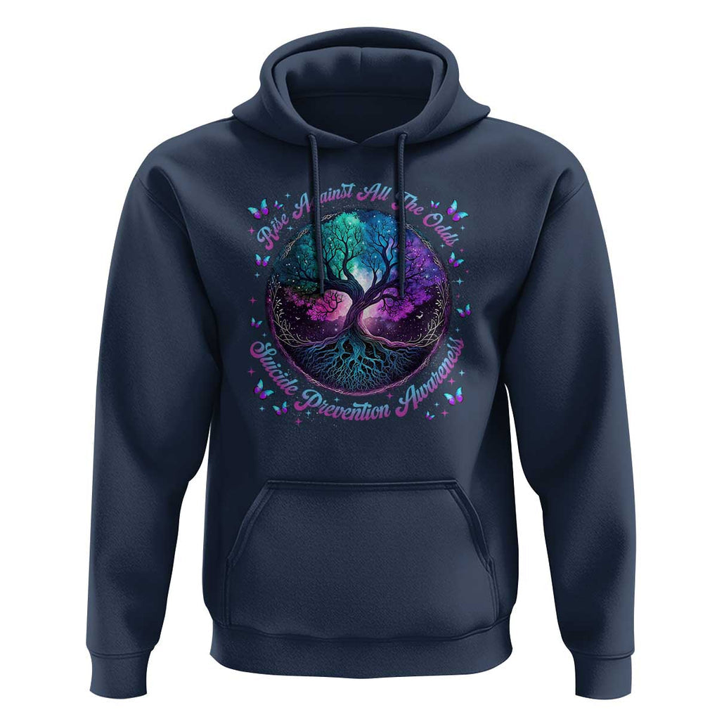 Suicide Prevention Awareness Hoodie Rise Against All The Odds Teal And Purple Tree Butterfly TS11 Navy Print Your Wear