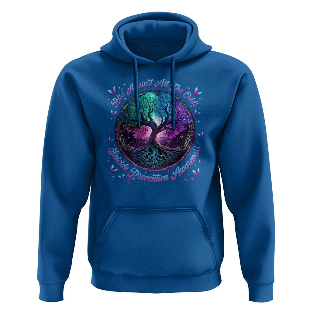 Suicide Prevention Awareness Hoodie Rise Against All The Odds Teal And Purple Tree Butterfly TS11 Royal Blue Print Your Wear