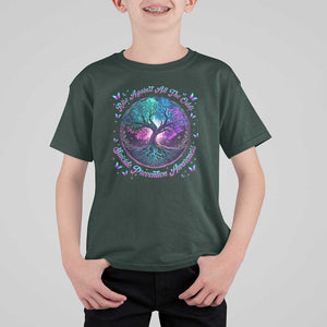 Suicide Prevention Awareness T Shirt For Kid Rise Against All The Odds Teal And Purple Tree Butterfly TS11 Dark Forest Green Print Your Wear