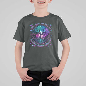 Suicide Prevention Awareness T Shirt For Kid Rise Against All The Odds Teal And Purple Tree Butterfly TS11 Dark Heather Print Your Wear