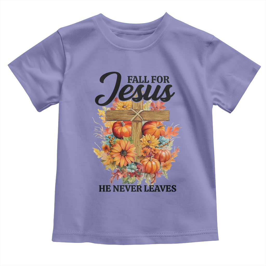 Funny Christian Baby Shirt Fall For Jesus He Never Leaves Thanksgiving TS11 Violet Print Your Wear