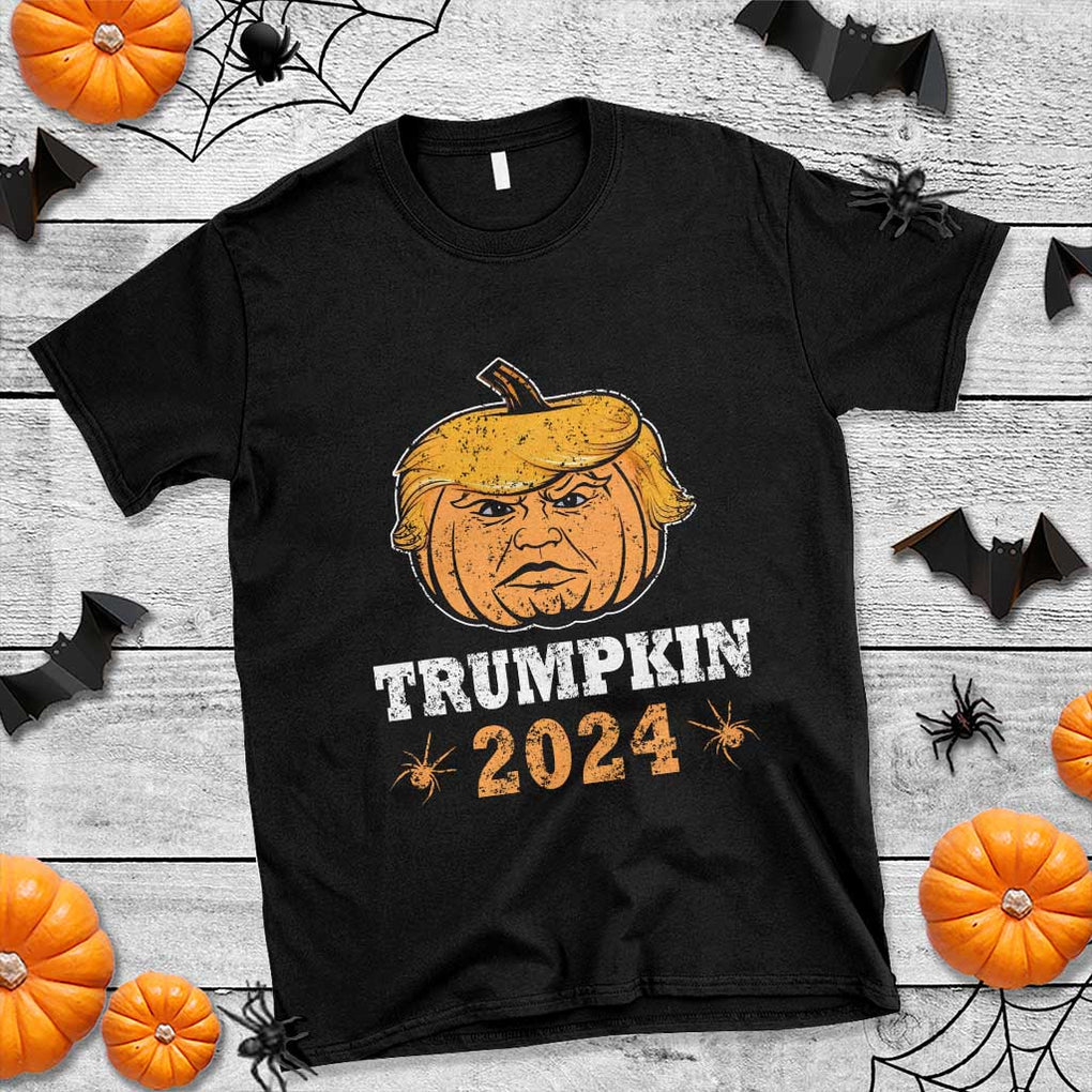 Funny Trump Halloween T Shirt Trumpkin 2024 Vintage Pumpkin Spider TS11 Black Print Your Wear