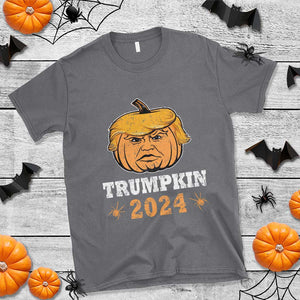 Funny Trump Halloween T Shirt Trumpkin 2024 Vintage Pumpkin Spider TS11 Charcoal Print Your Wear
