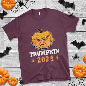 Funny Trump Halloween T Shirt Trumpkin 2024 Vintage Pumpkin Spider TS11 Maroon Print Your Wear