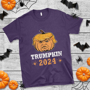 Funny Trump Halloween T Shirt Trumpkin 2024 Vintage Pumpkin Spider TS11 Purple Print Your Wear