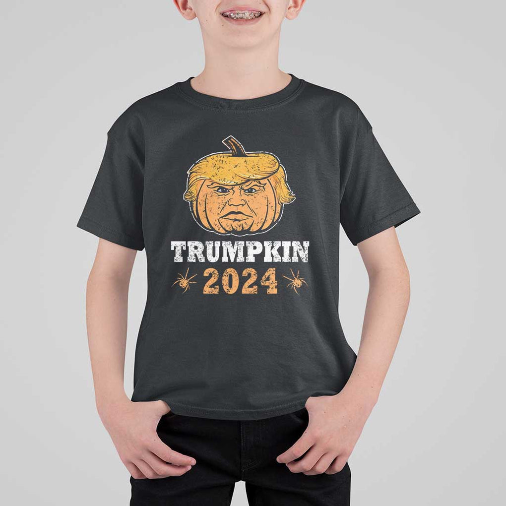 Funny Trump Halloween T Shirt For Kid Trumpkin 2024 Vintage Pumpkin Spider TS11 Black Print Your Wear