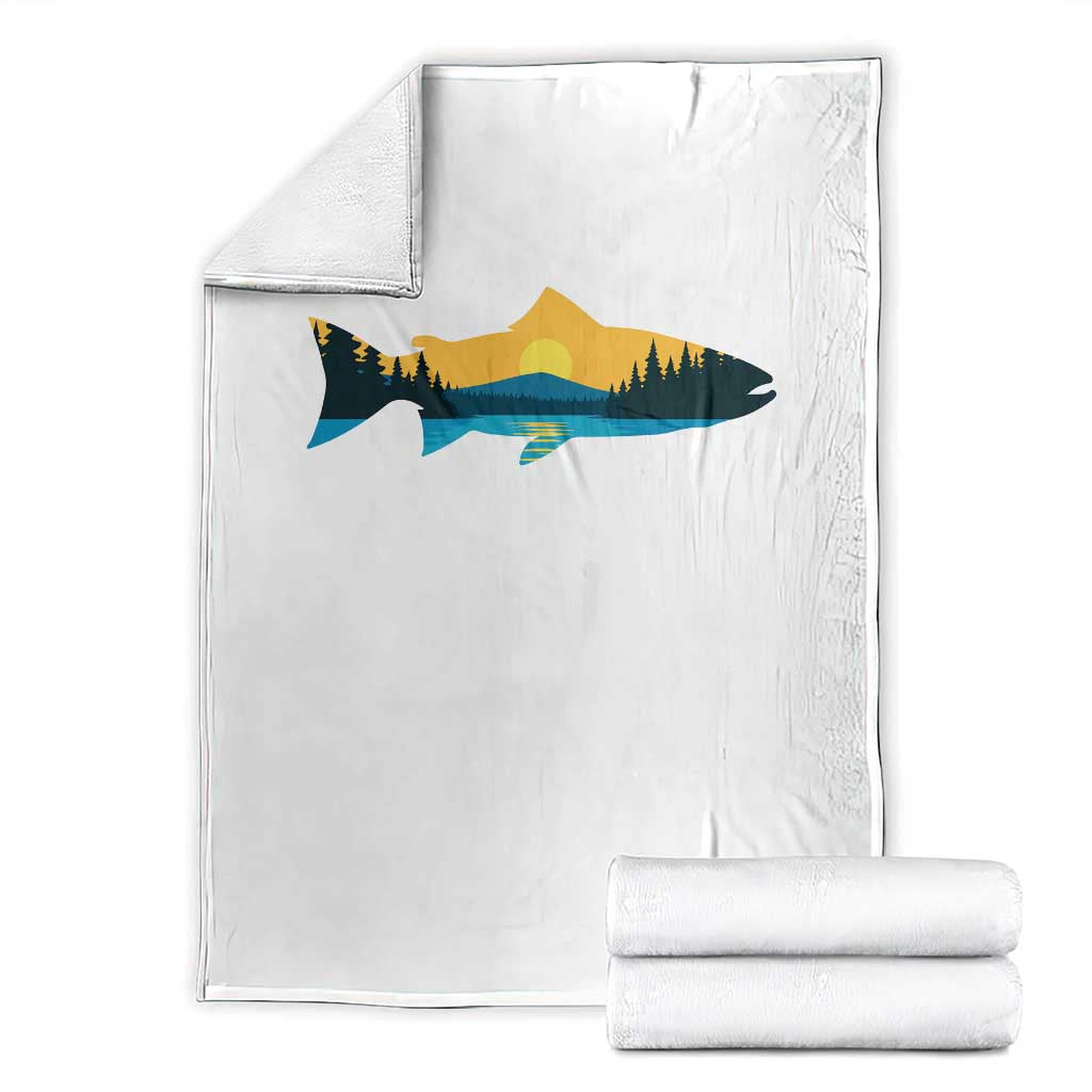 Trout Fly Fishing Outdoor Forest Mountain Nature Wildlife Fisherman Throw Blanket TS11 White Print Your Wear