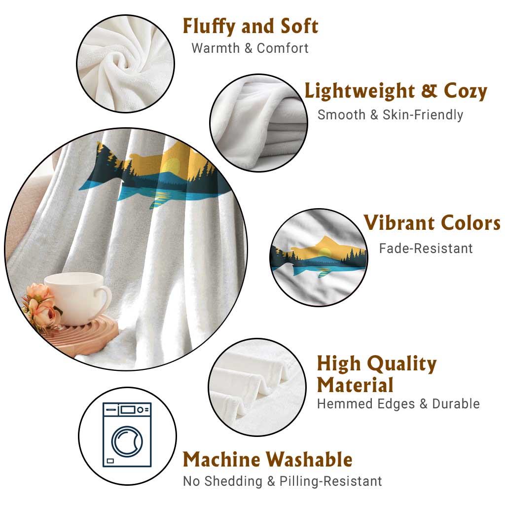 Trout Fly Fishing Outdoor Forest Mountain Nature Wildlife Fisherman Throw Blanket TS11 Print Your Wear