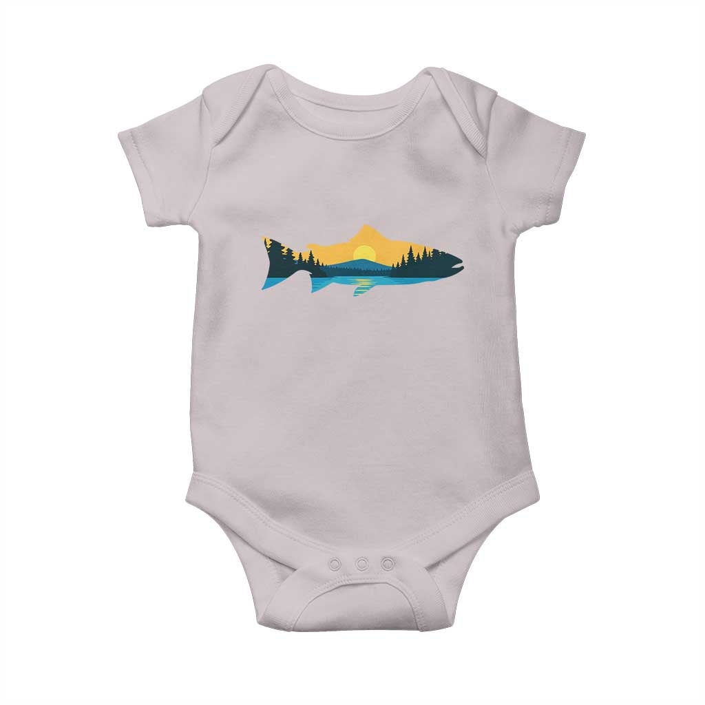 Trout Fly Fishing Outdoor Forest Mountain Nature Wildlife Fisherman Baby Onesie TS11 Ice Gray Print Your Wear