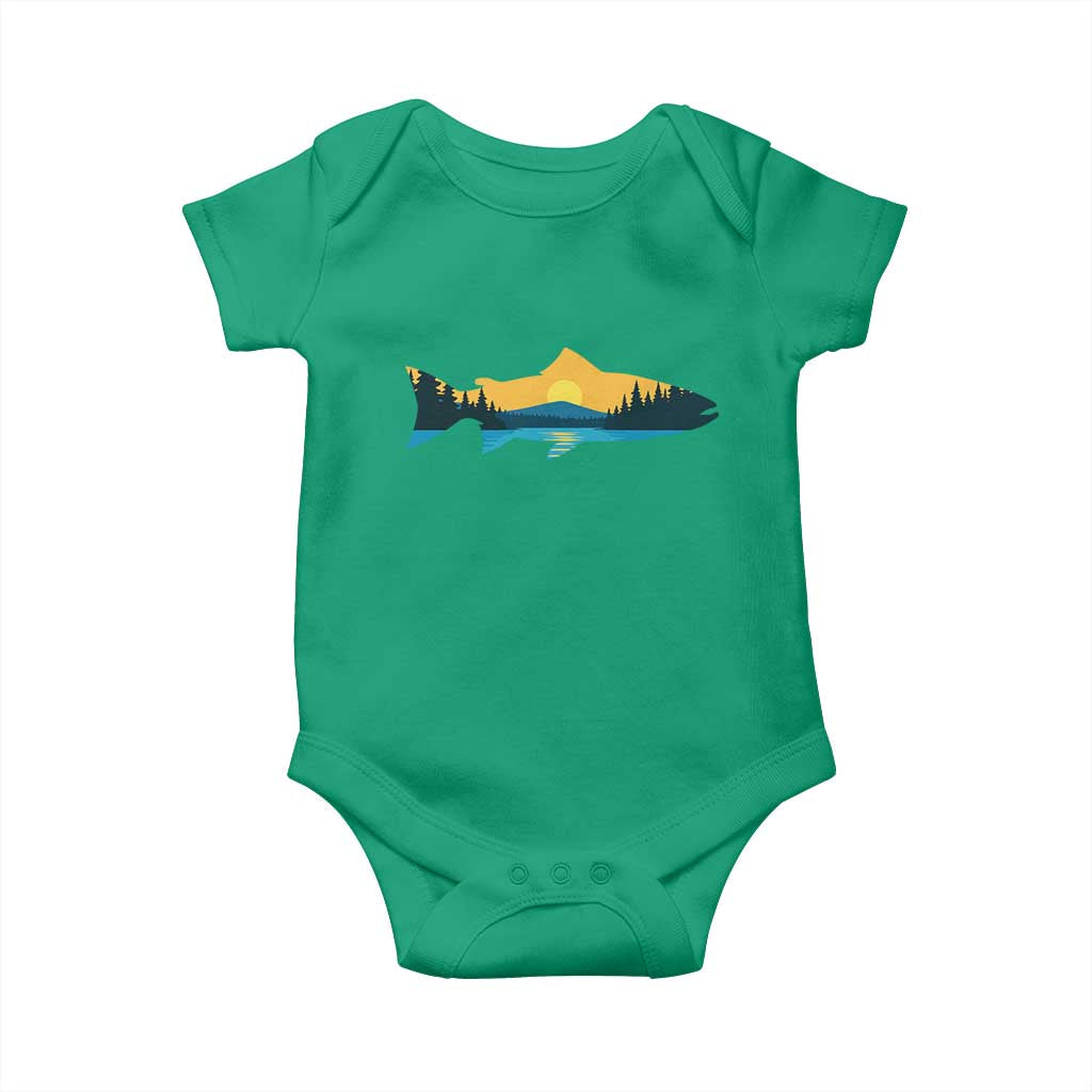Trout Fly Fishing Outdoor Forest Mountain Nature Wildlife Fisherman Baby Onesie TS11 Irish Green Print Your Wear