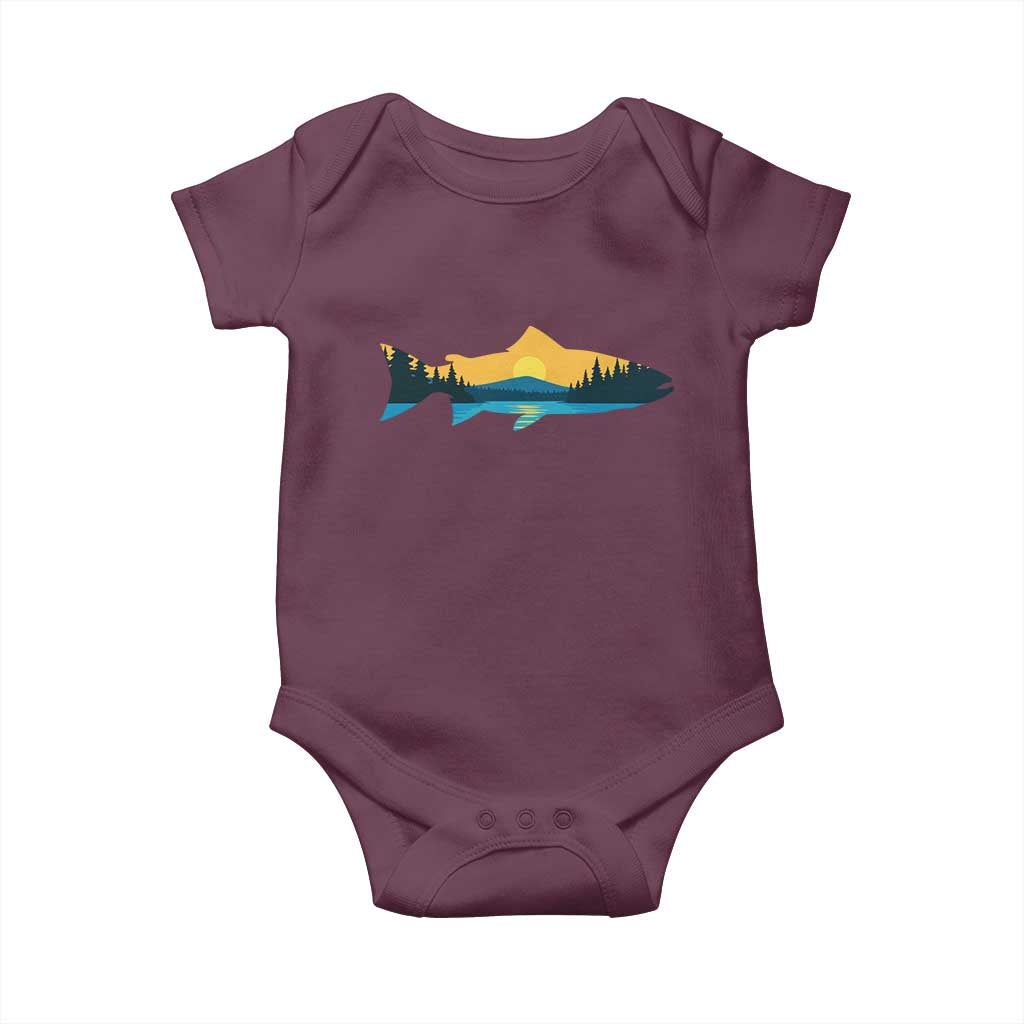 Trout Fly Fishing Outdoor Forest Mountain Nature Wildlife Fisherman Baby Onesie TS11 Maroon Print Your Wear