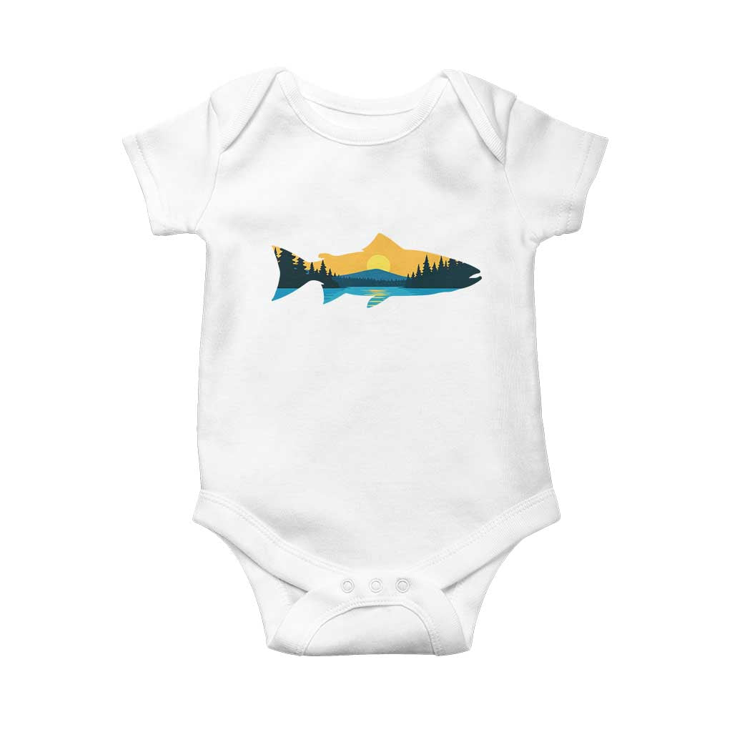 Trout Fly Fishing Outdoor Forest Mountain Nature Wildlife Fisherman Baby Onesie TS11 White Print Your Wear