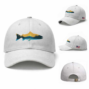 Trout Fly Fishing Outdoor Forest Mountain Nature Wildlife Fisherman Baseball Cap TS11 Baseball Cap Universal Fit White Print Your Wear