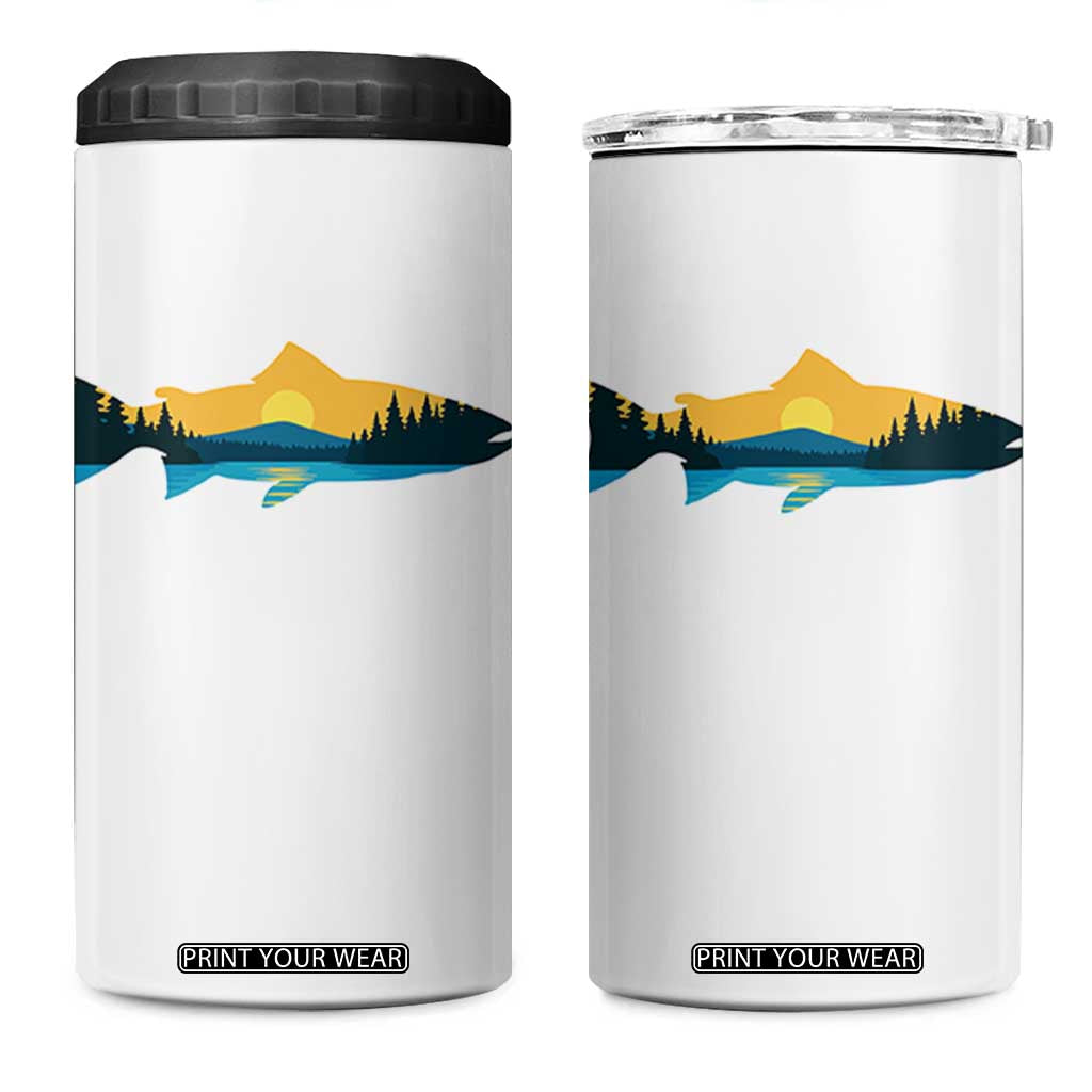 Trout Fly Fishing Outdoor Forest Mountain Nature Wildlife Fisherman 4 in 1 Can Cooler Tumbler TS11 One Size: 16 oz White Print Your Wear