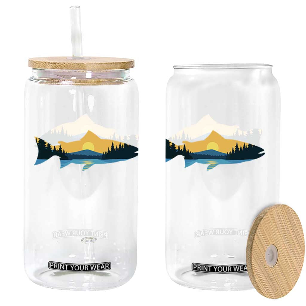 Trout Fly Fishing Outdoor Forest Mountain Nature Wildlife Fisherman Glass Can TS11 Print Your Wear
