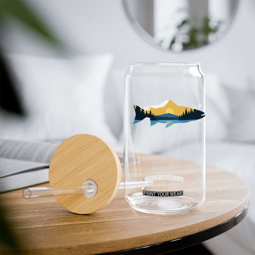 Trout Fly Fishing Outdoor Forest Mountain Nature Wildlife Fisherman Glass Can TS11 Print Your Wear